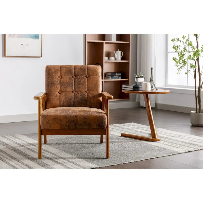 Wooden Upholstered Accent Arm Chair