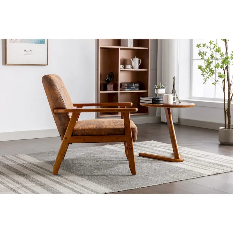 Wooden Upholstered Accent Arm Chair