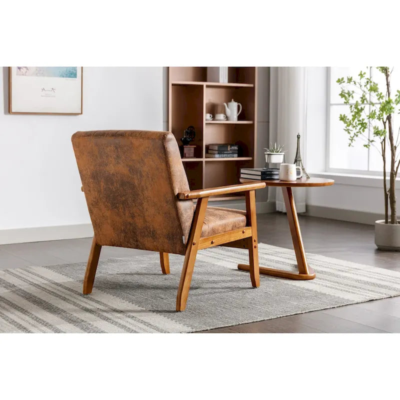 Wooden Upholstered Accent Arm Chair