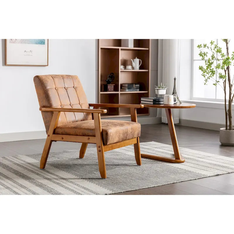 Wooden Upholstered Accent Arm Chair