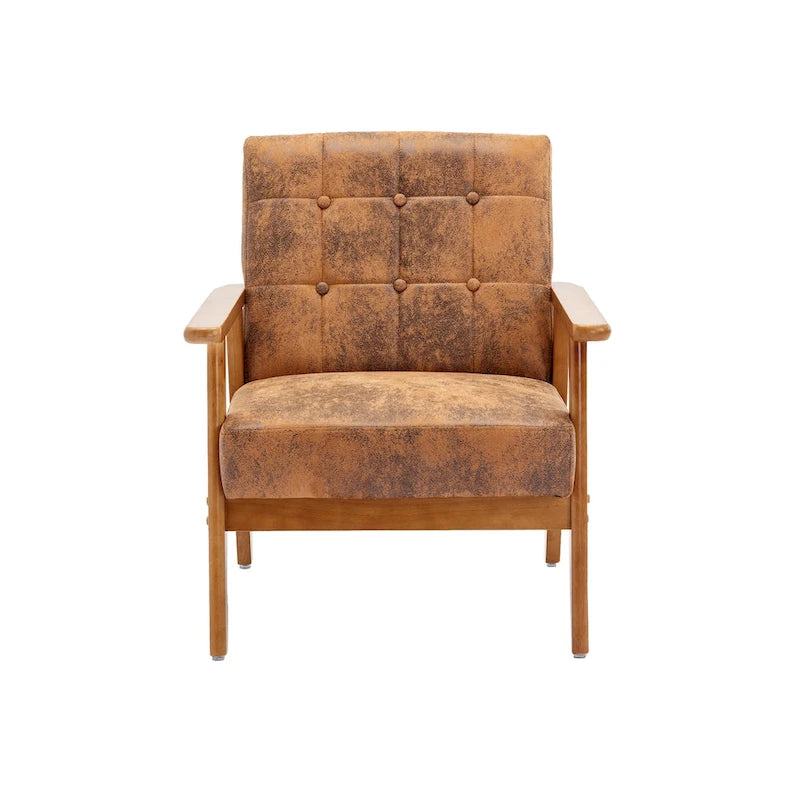 Wooden Upholstered Accent Arm Chair