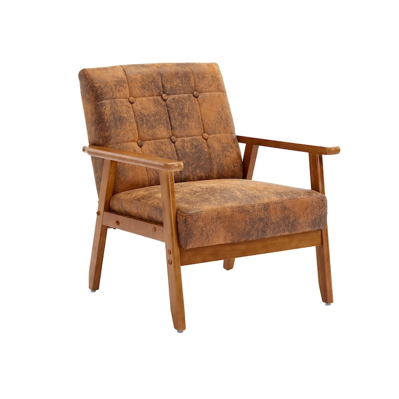 Wooden Upholstered Accent Arm Chair