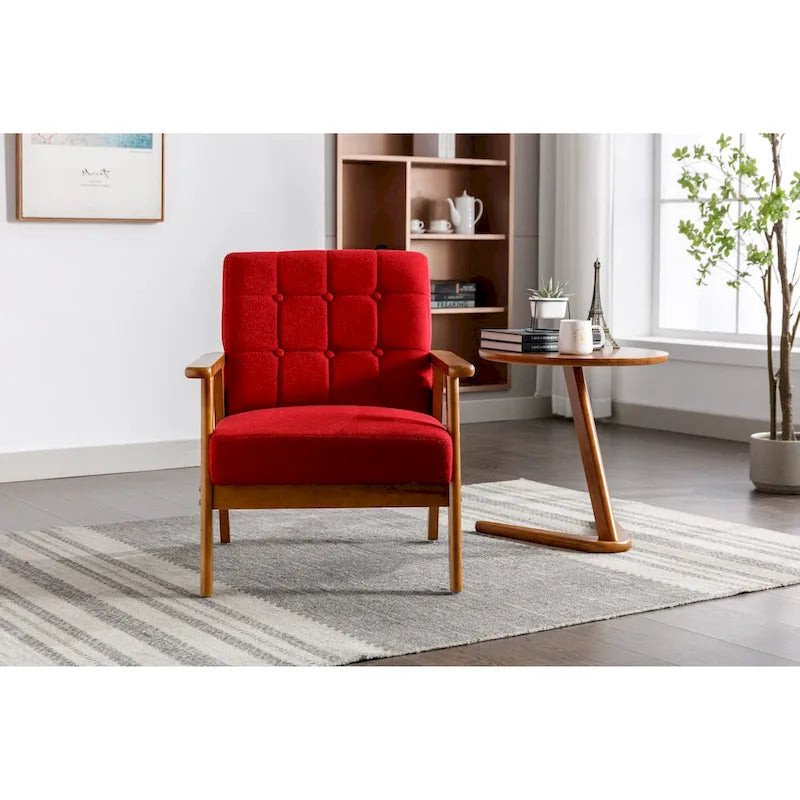 Wooden Upholstered Accent Arm Chair