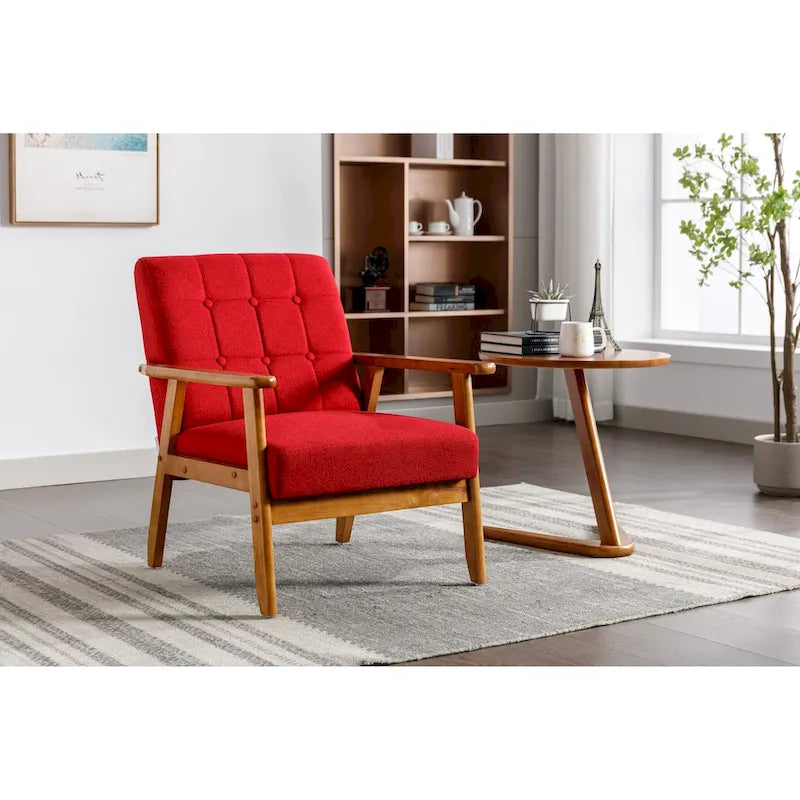 Wooden Upholstered Accent Arm Chair