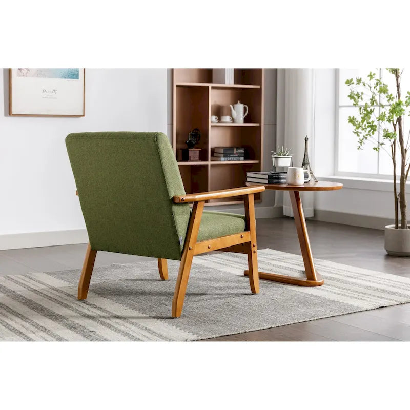 Wooden Upholstered Accent Arm Chair