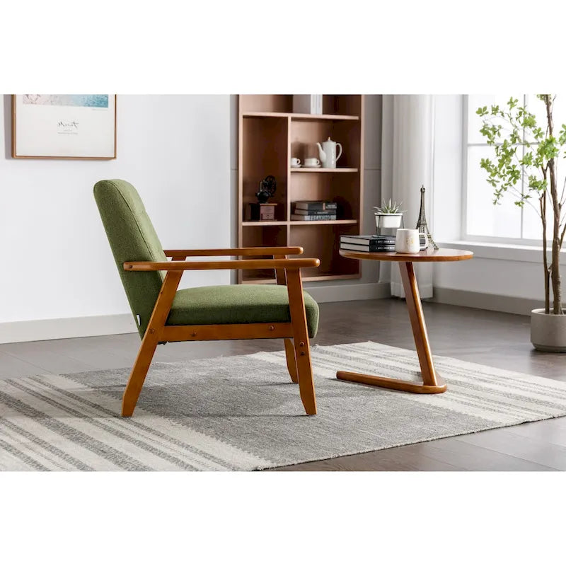 Wooden Upholstered Accent Arm Chair