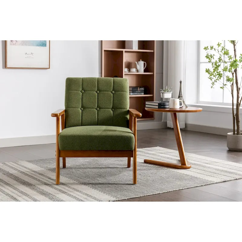 Wooden Upholstered Accent Arm Chair