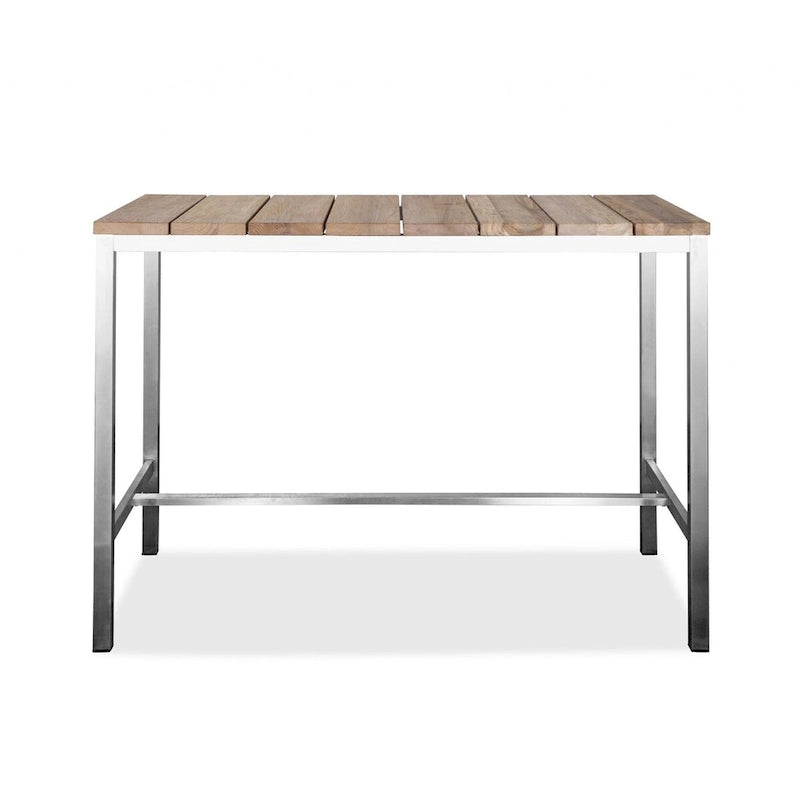 55" Wood Brown & Silver Solid Wood and Stainless Steel Dining Table