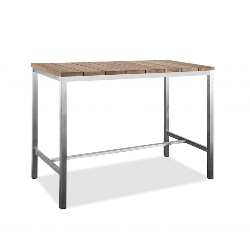55" Wood Brown & Silver Solid Wood and Stainless Steel Dining Table
