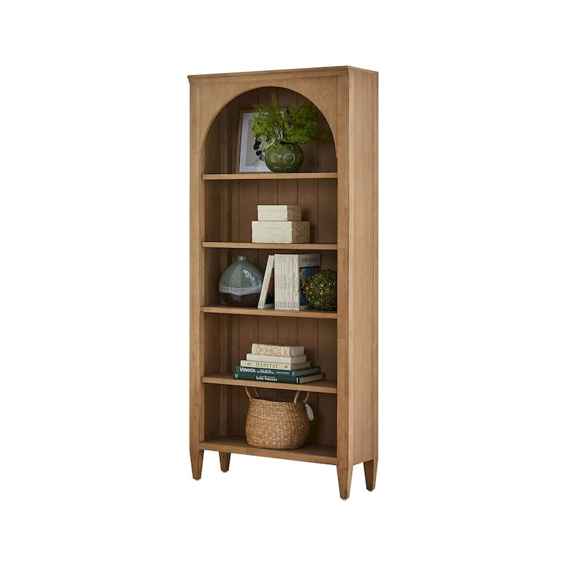 Modern Wood Open Bookcase with Office Shelving & Storage Cabinet, Fully Assembled, Light Brown