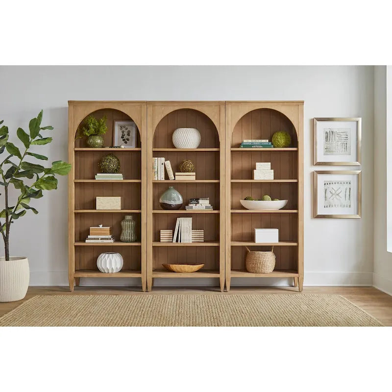 Modern Wood Open Bookcase with Office Shelving & Storage Cabinet, Fully Assembled, Light Brown