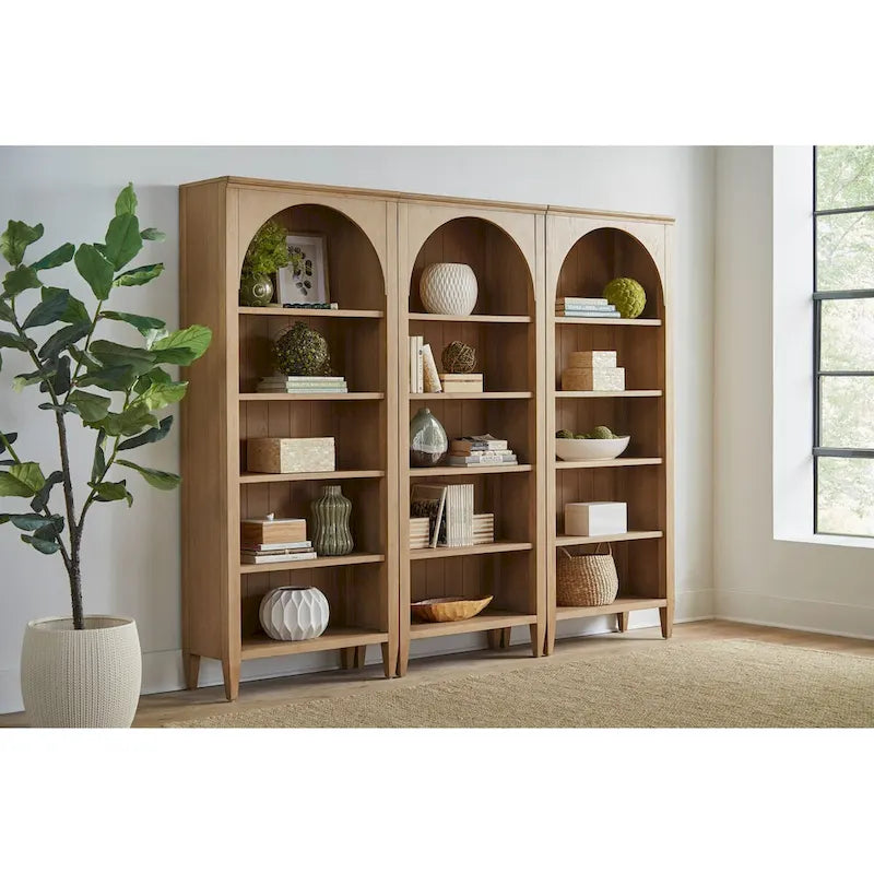 Modern Wood Open Bookcase with Office Shelving & Storage Cabinet, Fully Assembled, Light Brown