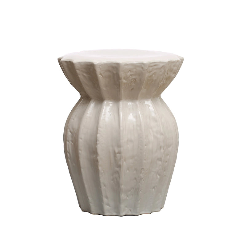 Sculpted Round Stoneware Stool