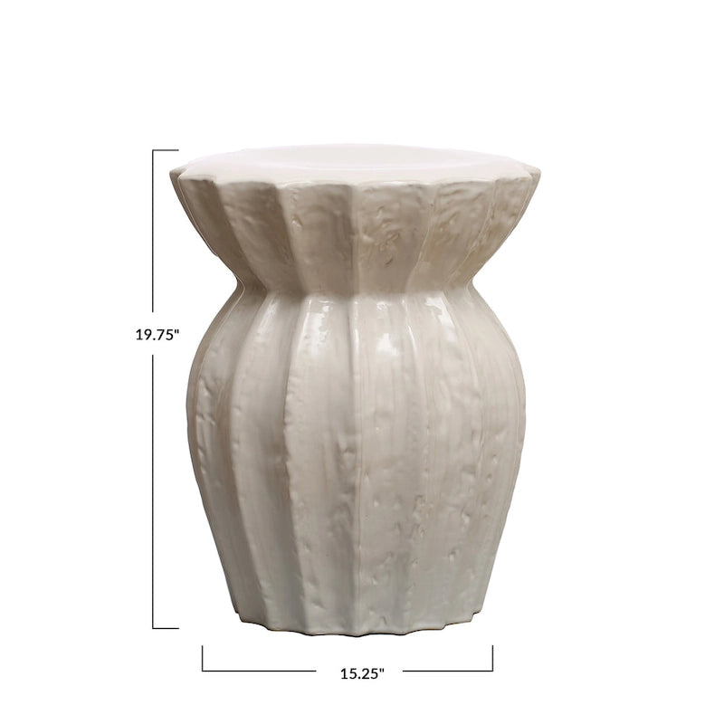 Sculpted Round Stoneware Stool