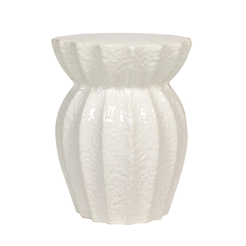 Sculpted Round Stoneware Stool