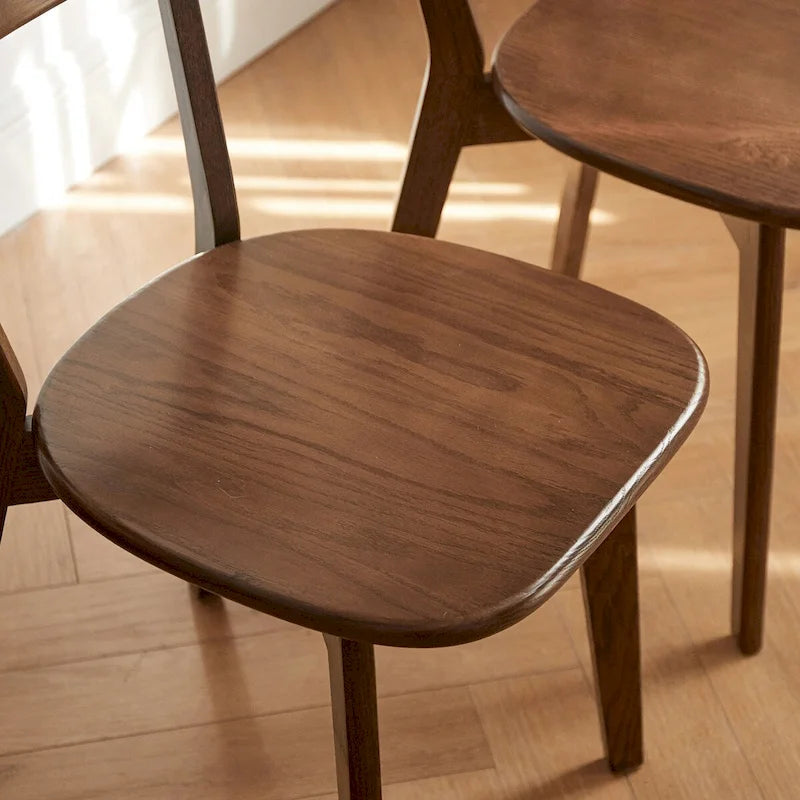 Solid Oak Wood Dining Chair – Natural Grain, Comfortable Backrest, 46.5×54×80cm