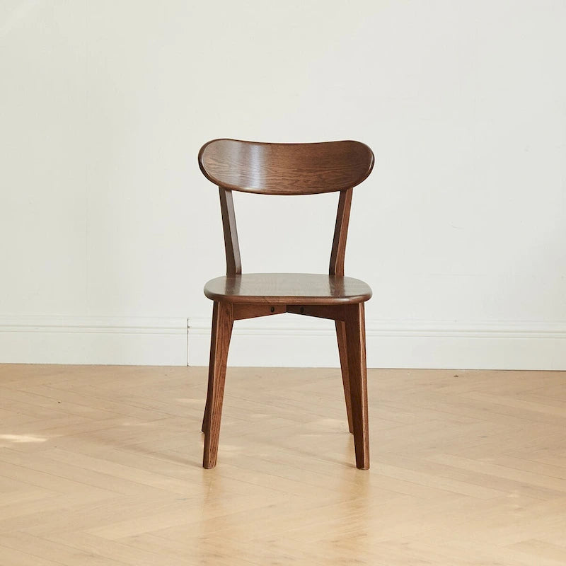 Solid Oak Wood Dining Chair – Natural Grain, Comfortable Backrest, 46.5×54×80cm