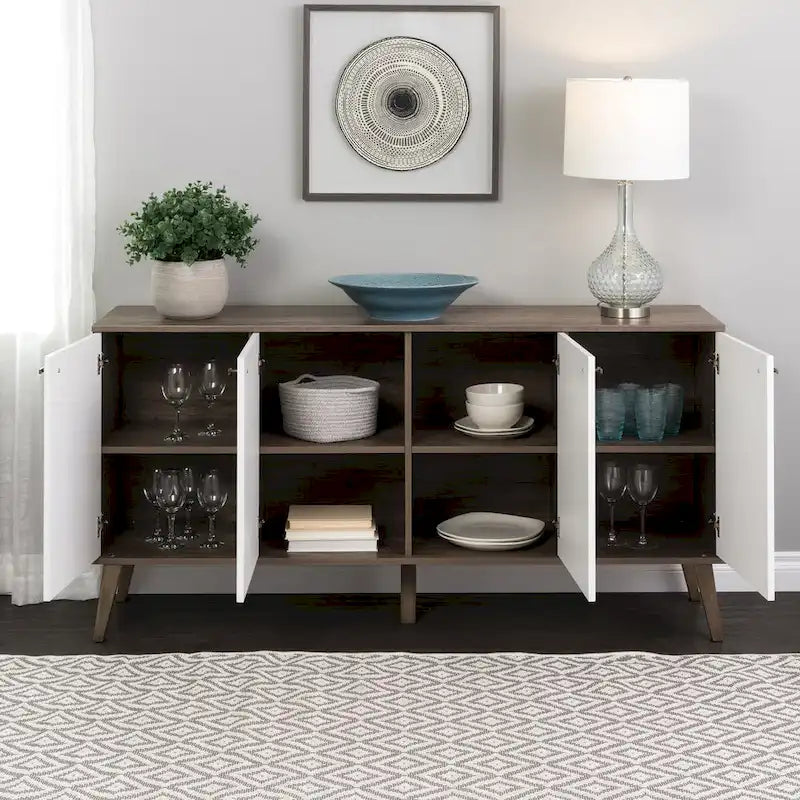 Mid-Century Modern 4-Door Buffet - 64 W x 32 H x 16 D