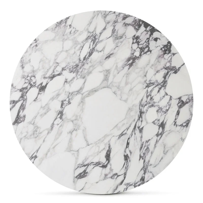 35" Round Faux Marble Pedestal Dining Table