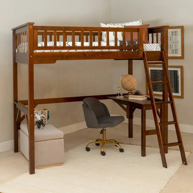 Wooden Twin Study Loft Bed